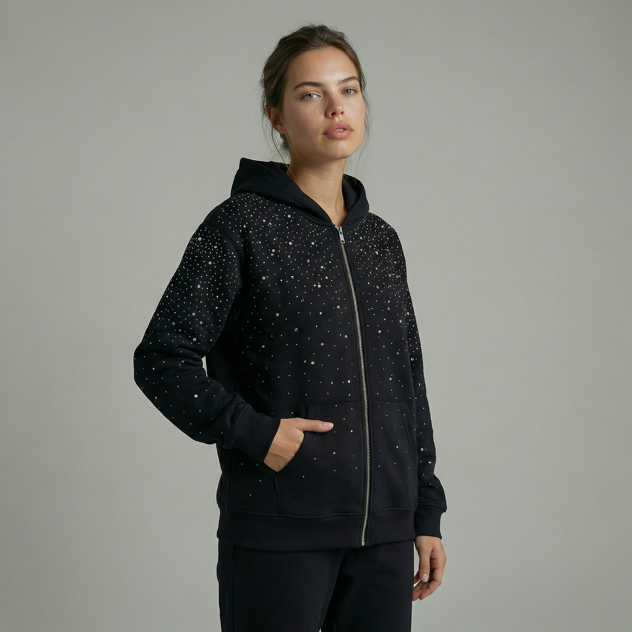 Midnight Crystal Zip Hoodie