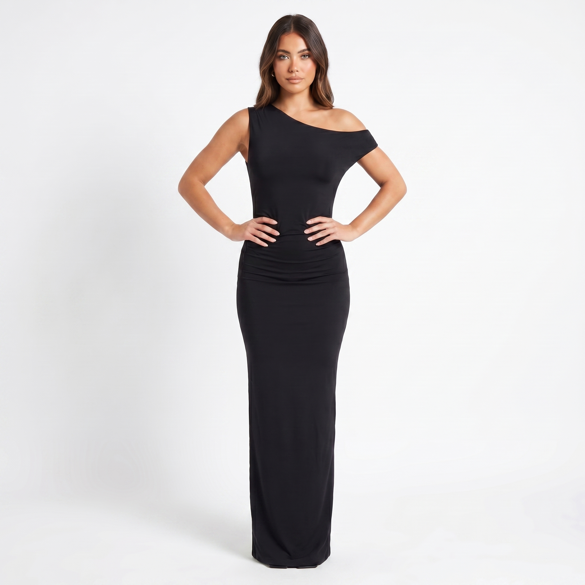 One Shoulder Ruched Maxi Dress