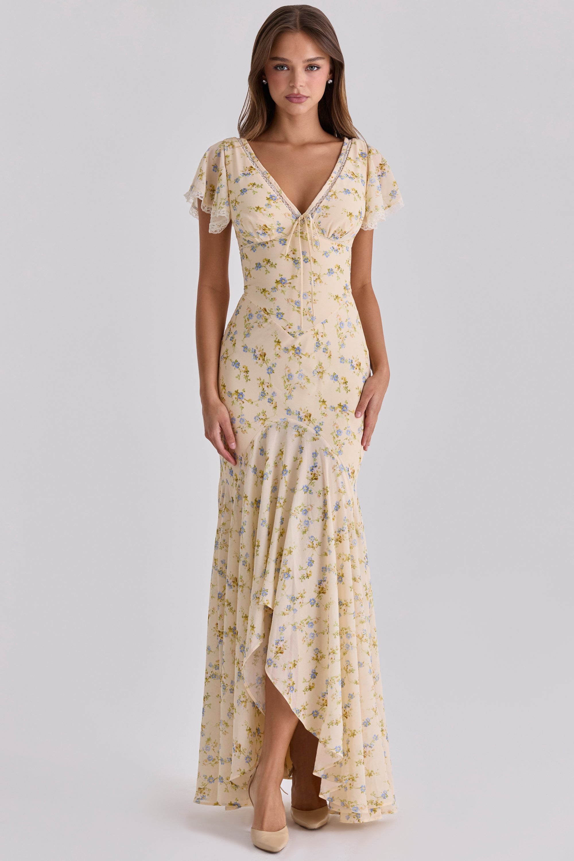 Lemon Floral Maxi Dress