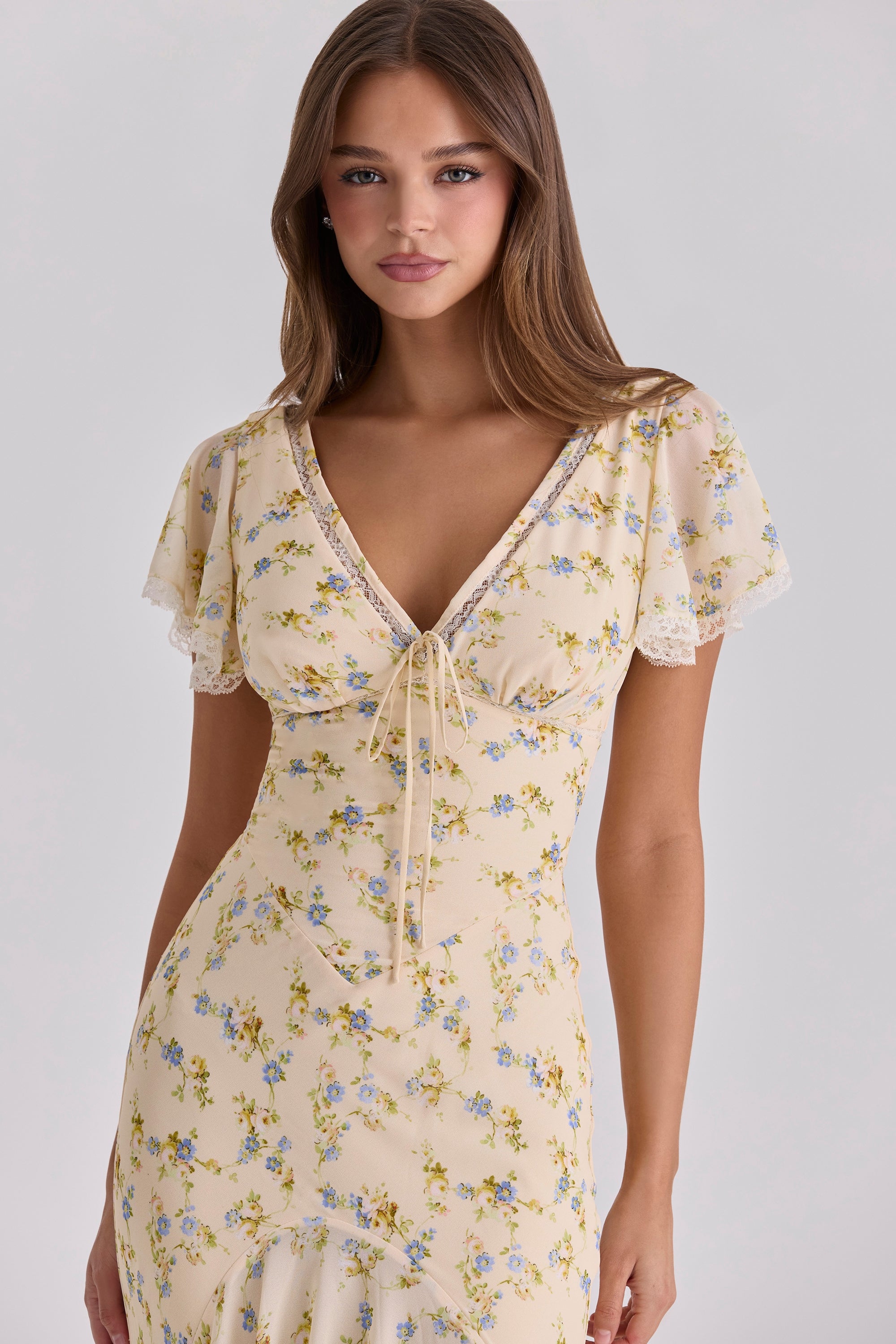 Lemon Floral Maxi Dress