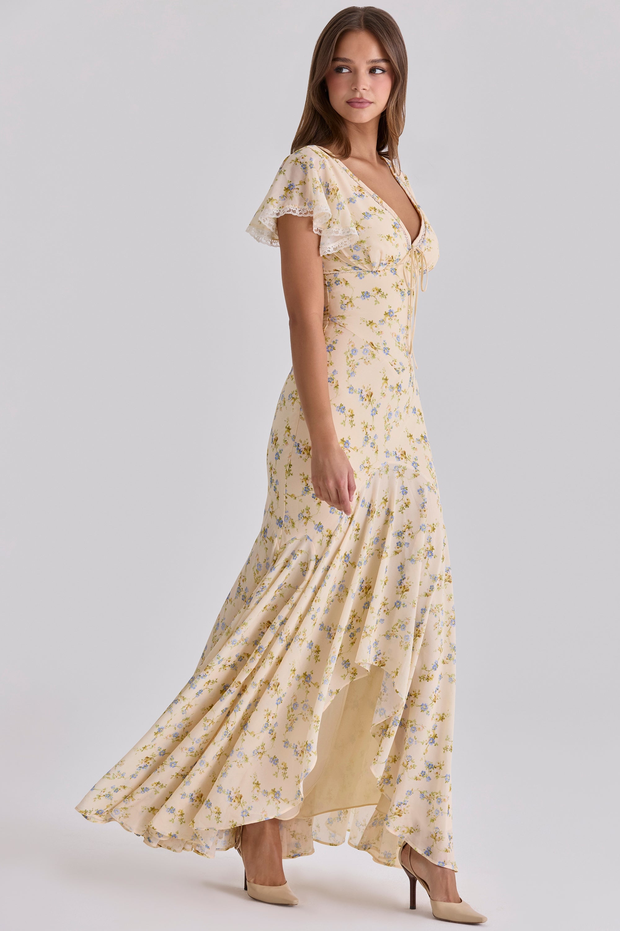 Lemon Floral Maxi Dress